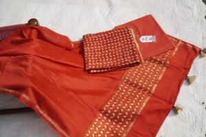Chanderi silk appliqué work suit