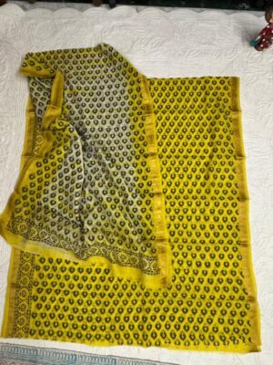 Maheshwari silk Dabu hand block print suit