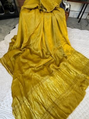 Plain Modal Silk Saree with Tissue Pallu