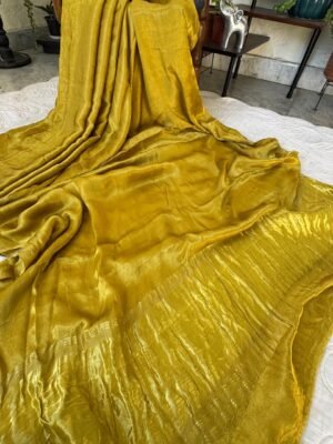 Plain Modal Silk Saree with Tissue Pallu