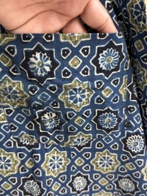 Ajrakh Handblock print A line cotton stitched kurta