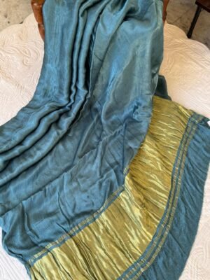 Plain modal silk saree with tissue pallu