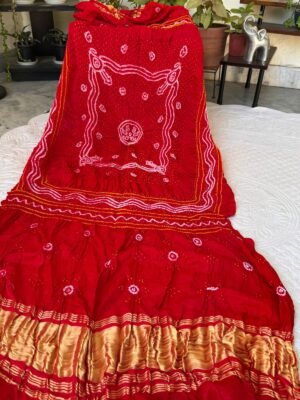 Gajji silk Bandhani Dupatta tissue pallu