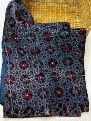 Mirror work and hand embroidery Mashru silk kurta fabric