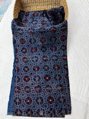 Mirror work and hand embroidery Mashru silk kurta fabric