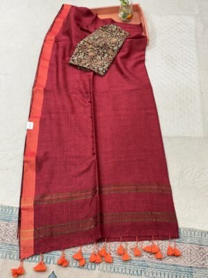 IMG-20250317-WA0021 Modal cotton plain saree with Kalamkari cotton silk blouse