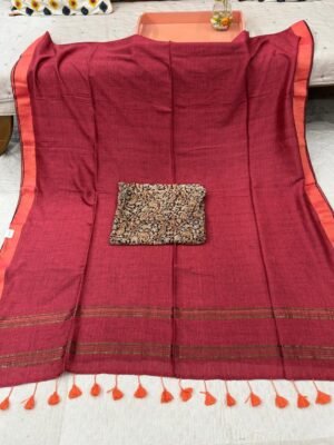 IMG-20250317-WA0022 Modal cotton plain saree with Kalamkari cotton silk blouse