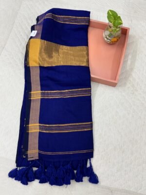 Modal cotton plain saree with Kalamkari cotton silk blouse