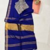 Modal cotton plain saree with Kalamkari cotton silk blouse