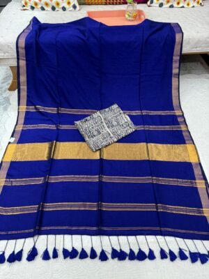 Modal cotton plain saree with Kalamkari cotton silk blouse