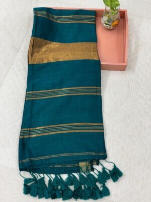 Modal cotton plain saree with Kalamkari cotton silk blouse