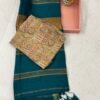 Modal cotton plain saree with Kalamkari cotton silk blouse