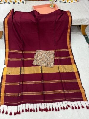 IMG-20250317-WA0034 Modal cotton plain saree with Kalamkari cotton silk blouse