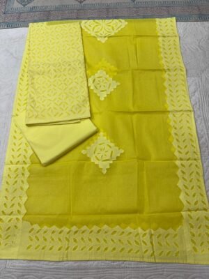 Pure Cotton Appliqué Cutwork Suit Set – 3-Piece