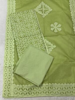 Pure Cotton Appliqué Cutwork Suit Set – 3-Piece