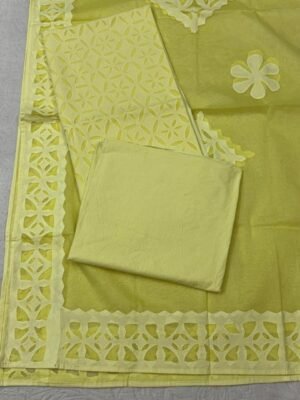 Pure Cotton Appliqué Cutwork Suit Set – 3-Piece