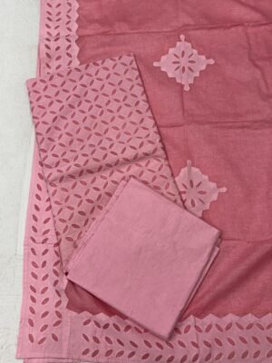 Pure Cotton Appliqué Cutwork Suit Set – 3-Piece