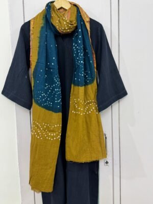 Bandhani Resham Border Mulmul Dupatta Set