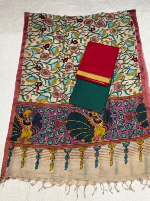 54d6d68c-d5da-46a5-8439-3dd839ef79eb Kalamkari Handpainted Dupatta Suit Set