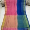 Cotton Linen  Saree with Zari Border