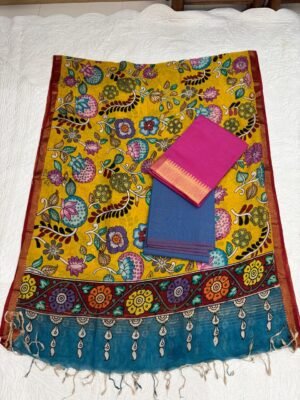 d97ac4f3-f578-420b-a7c7-c920697998c5 Kalamkari Handpainted Dupatta Suit Set