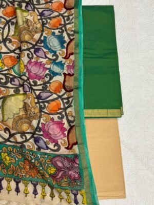 e39a0adc-3258-456e-970f-6bf1f3b349f2 Kalamkari Handpainted Dupatta Suit Set
