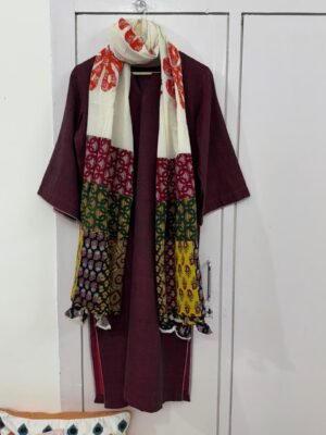 Kala Cotton stitched kurta with Mulmul cotton dupatta