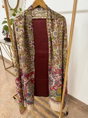 Chanderi Silk Suit Set with Dupatta and Bottom Fabric