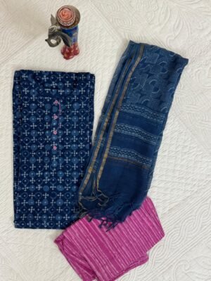 Ready-to-Wear 3-Piece Cotton Suit Set – Indigo