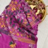Kantha Work Hand-Embroidered Soft Silk Saree with Blouse
