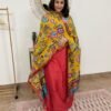 Raw Silk 2-Piece Suit Set with Handpainted Kalamkari Silk Dupatta