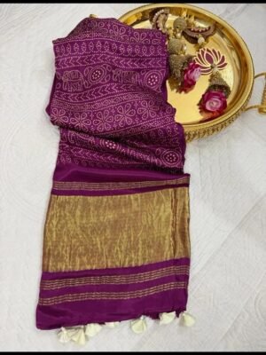 Gaji Silk Bandhani Print Saree with Blouse