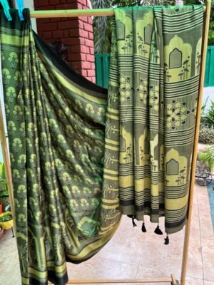 Ajrakh Handblock Print Modal Silk Saree with Blouse