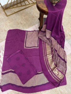 Ajrakh Modal Silk Suit Set – 3 Piece