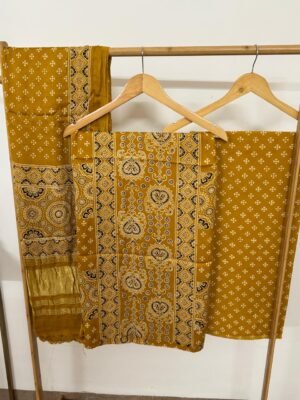 Ajrakh Modal Silk Suit Set – 3 Piece