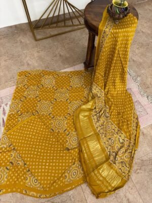 Ajrakh Modal Silk Suit Set – 3 Piece