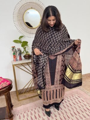 Ajrakh Modal Silk Suit Set – 3 Piece