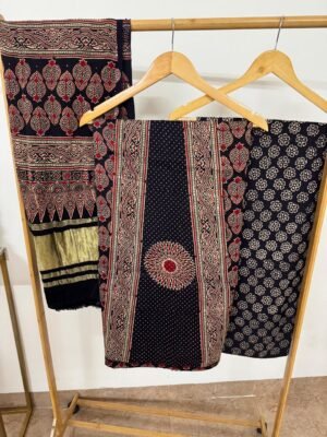 Ajrakh Modal Silk Suit Set – 3 Piece