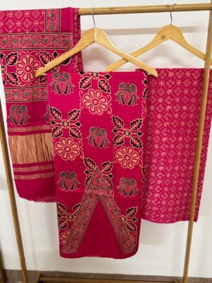 Ajrakh Modal Silk Suit Set – 3 Piece