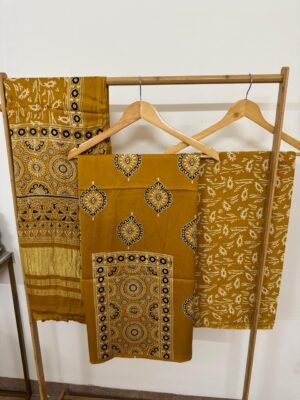 Ajrakh Modal Silk Suit Set – 3 Piece