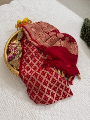 Handloom Pure Georgette Neemzari Dupatta