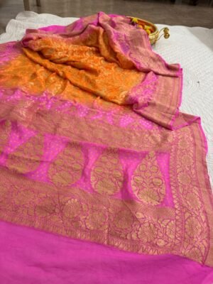Handloom Pure Georgette Neemzari Dupatta