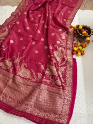 WhatsApp Image 2025-10-14 at 21.57.55 (1) Banarasi dual shade Pink Saree with Blouse