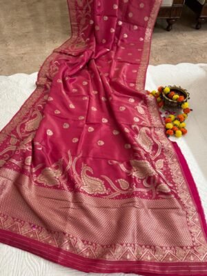 WhatsApp Image 2025-10-14 at 21.57.55 Banarasi dual shade Pink Saree with Blouse