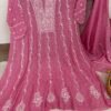 Luckhnawi Chikankari Mul Chanderi Anarkali Suit Set