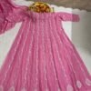 Luckhnawi Chikankari Mul Chanderi Anarkali Suit Set