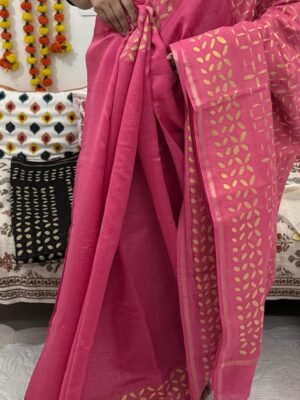 Chanderi Silk Appliqué Saree with Blouse