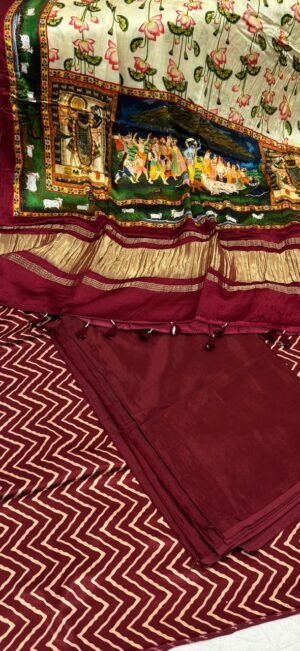 Mashru Silk Suit Set with Pichwai Modal Silk Dupatta