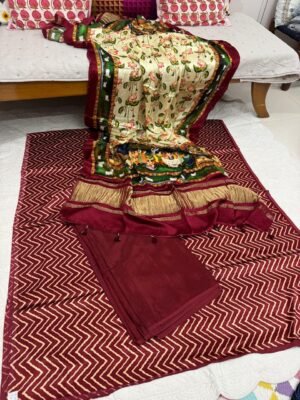 Mashru Silk Suit Set with Pichwai Modal Silk Dupatta