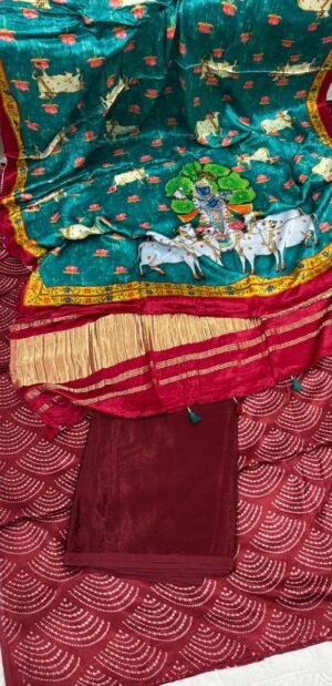 Mashru Silk Suit Set with Pichwai Modal Silk Dupatta